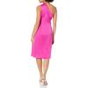 Aidan Mattox Women’s One Shoulder Pleated Midi(Magenta)