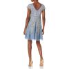 Aidan by Aidan Mattox Women’s Short Sleeve Beaded Fit and Flare Cocktail Dress, Prussian, 8