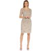 Adrianna Papell Women’s Beaded Illusion Sheath Dress(Biscotti)