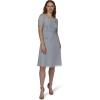 Adrianna Papell Womens Beaded Mesh and Chiffon Midi(Blue Heather)
