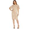 Adrianna Papell Womens Sequin Embroidery Midi Dress(Light Champagne)