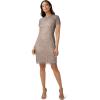 Adrianna Papell Womens Short Beaded Cocktail Dress(Sterling/Nude)