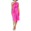 Aidan Mattox Women’s One Shoulder Pleated Midi(Magenta)