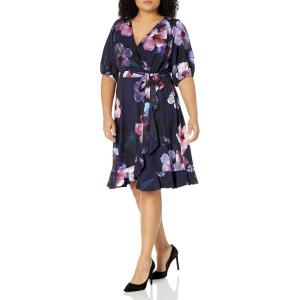 Adrianna Papell Ditsy Floral Jacquard A-Line Dress(Plum Multi)