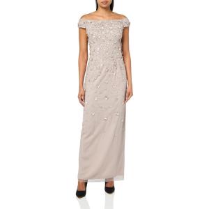 Adrianna Papell Womens Off Shoulder Beaded Dress(Marble)
