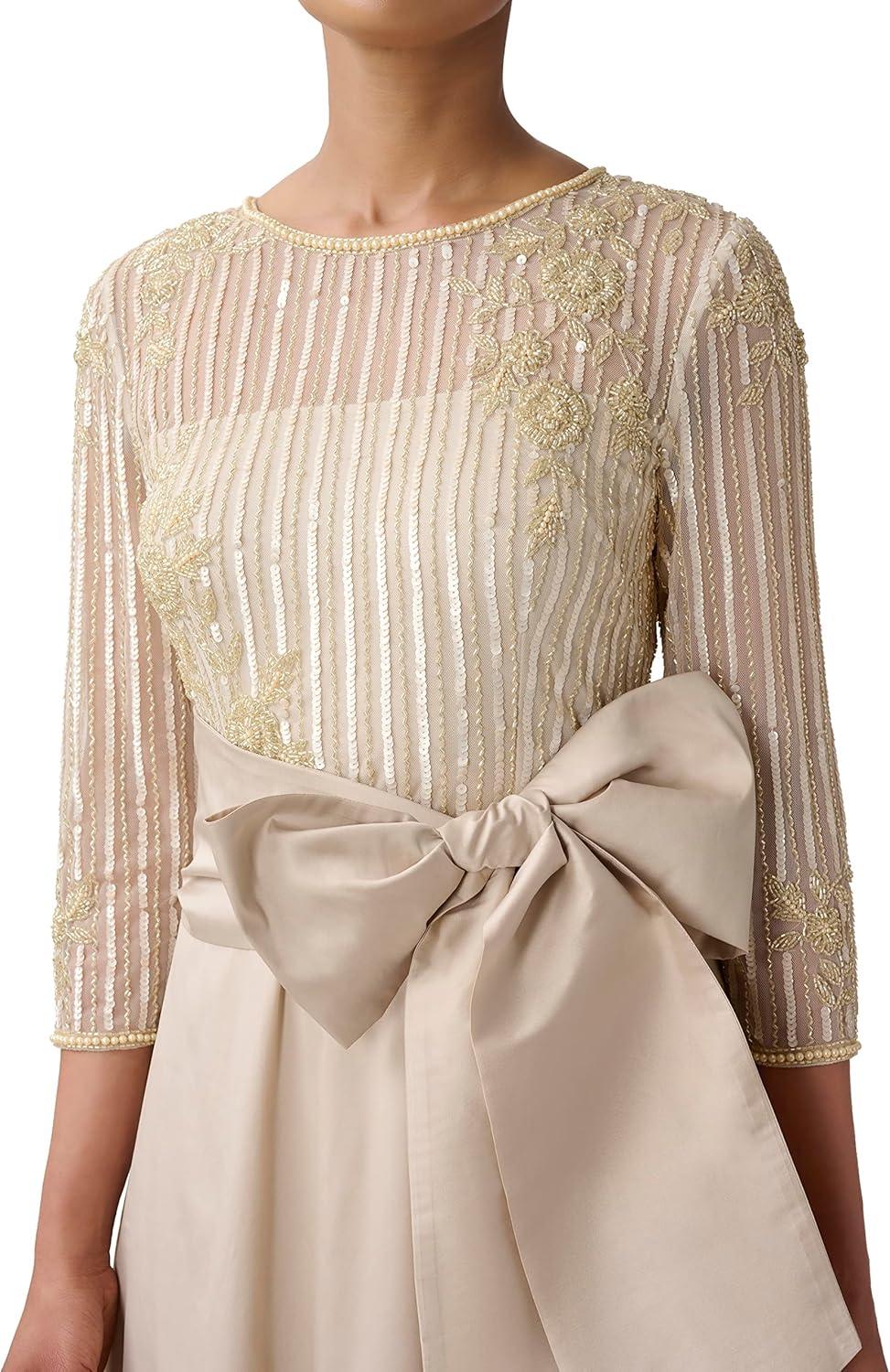 image:imageAdrianna Papell Womens Beaded Bodice Taffeta GownCashmere