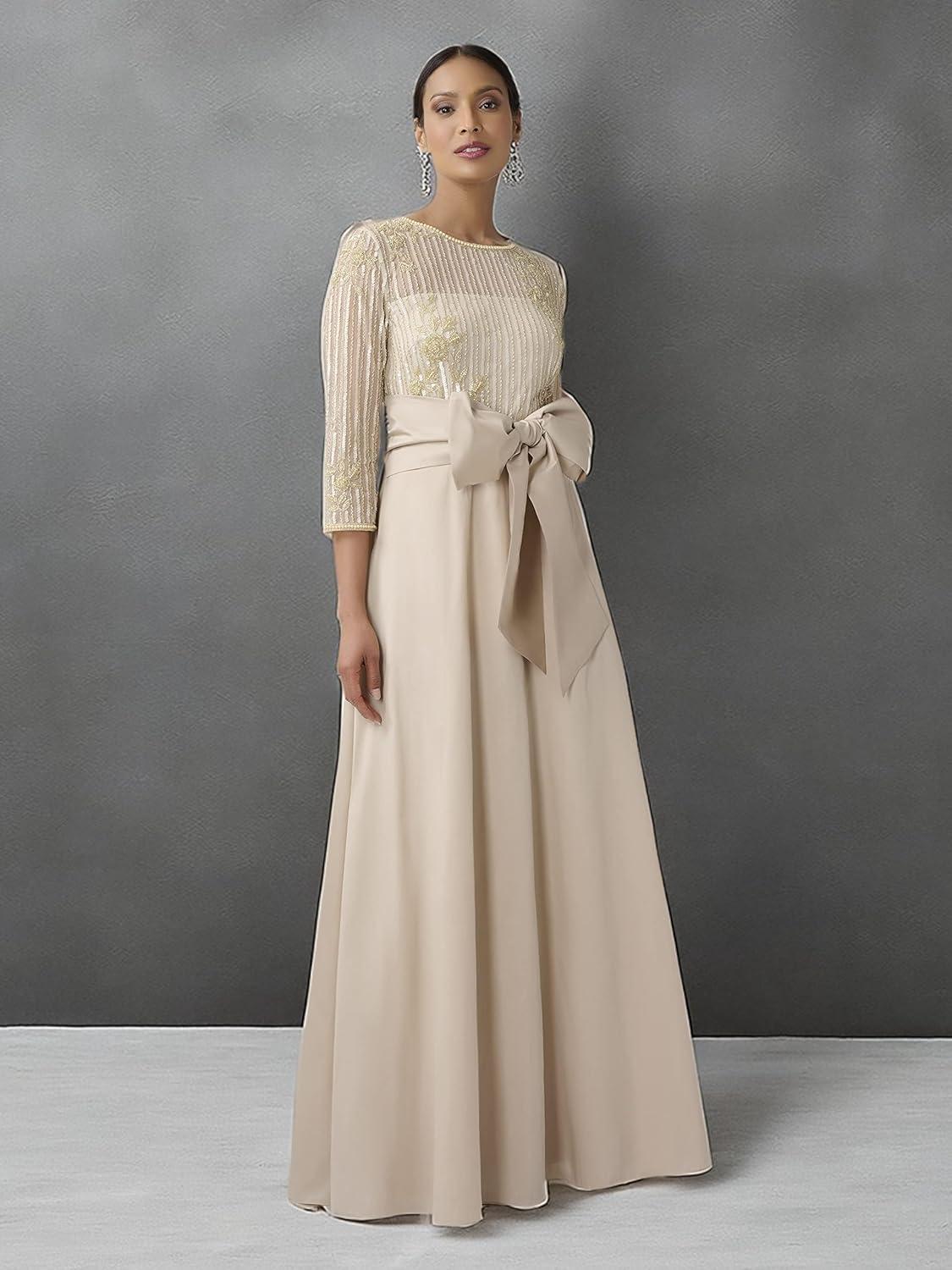 image:imageAdrianna Papell Womens Beaded Bodice Taffeta GownCashmere