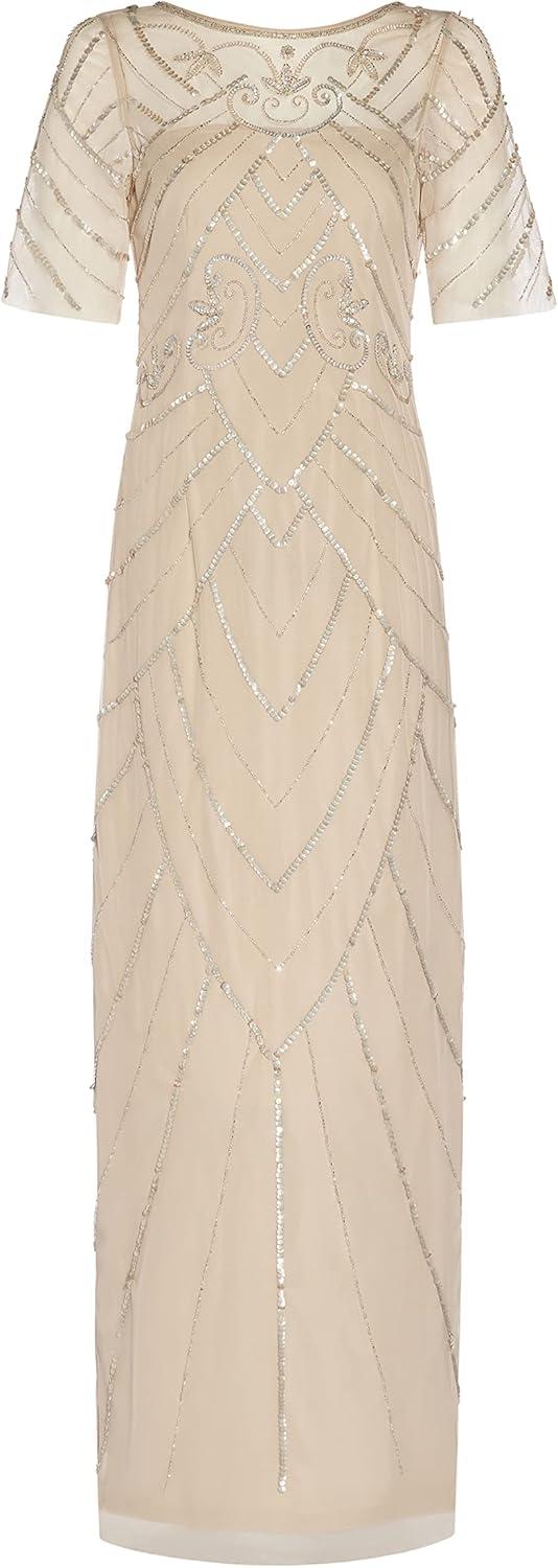 image:imageAdrianna Papell Womens Beaded Long Column GownBiscotti