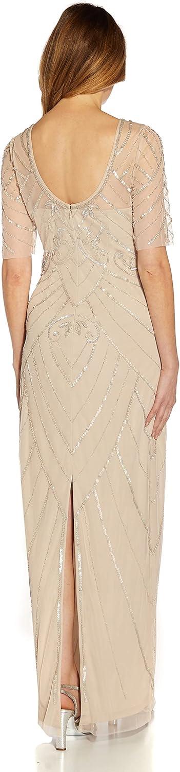 image:imageAdrianna Papell Womens Beaded Long Column GownBiscotti