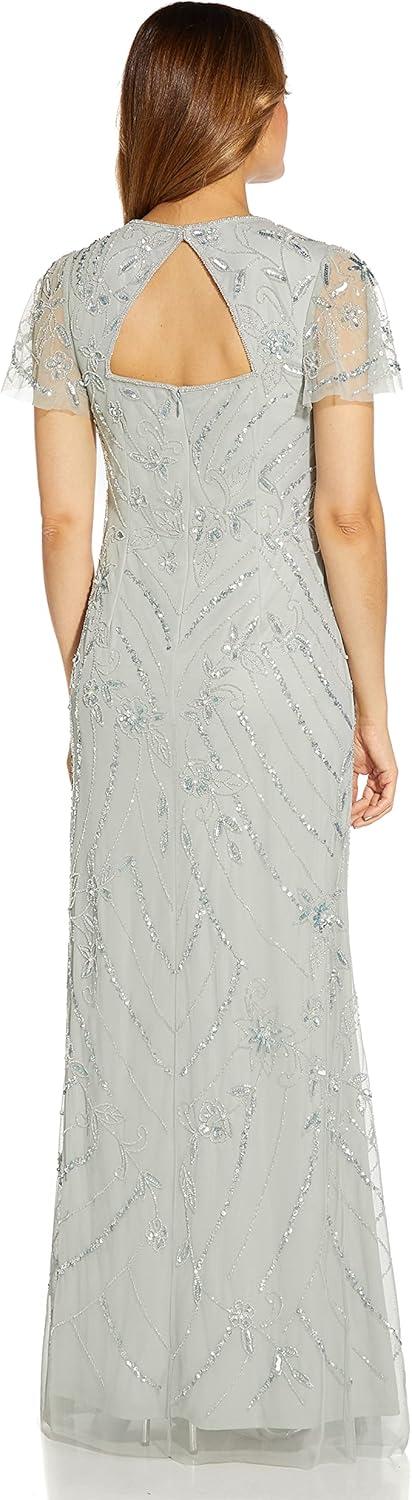 image:imageAdrianna Papell Womens Beaded Long DressFrosted Sage
