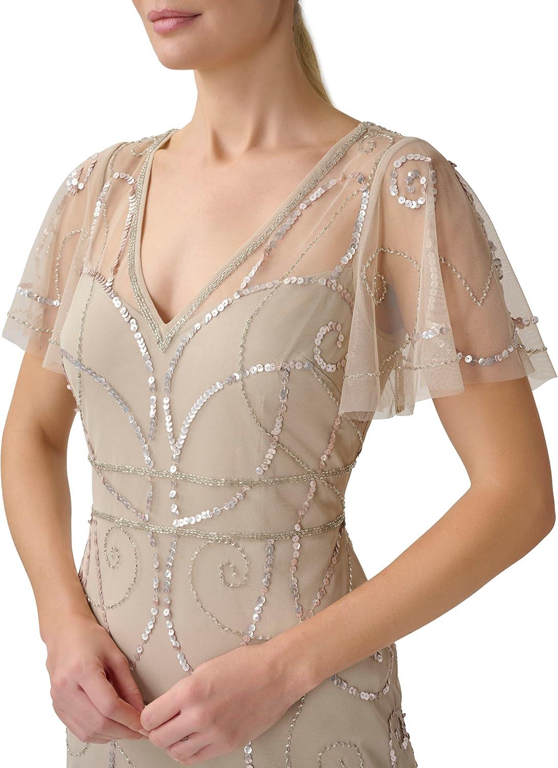 image:imageAdrianna Papell Womens Beaded Long GownBiscotti