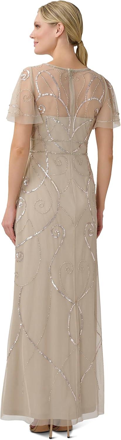 image:imageAdrianna Papell Womens Beaded Long GownBiscotti
