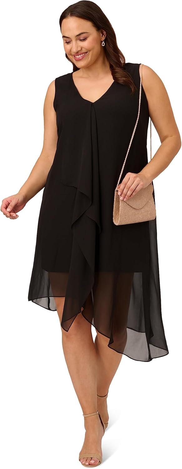 image:imageAdrianna Papell Womens Chiffon Jersey Dress Black