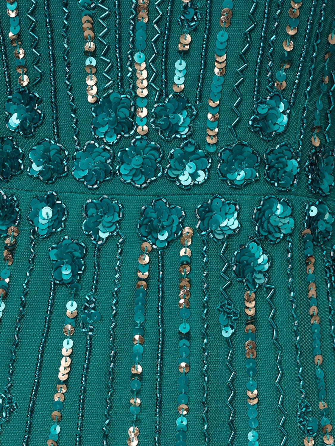 image:imageAdrianna Papell Womens Cold Shoulder Bead GownVivid Emerald