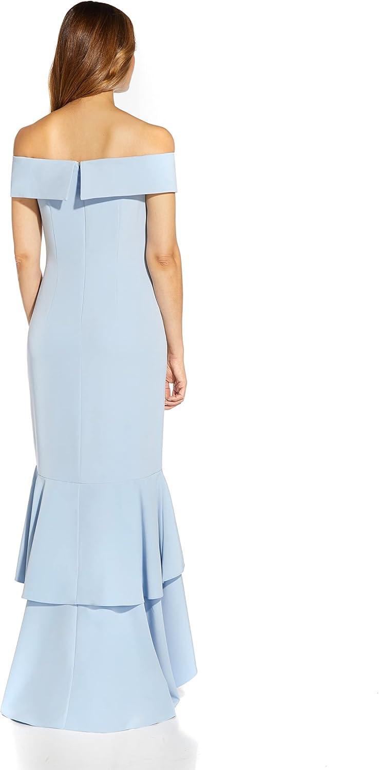 image:imageAdrianna Papell Womens Crepe Ruffle GownElegant Sky