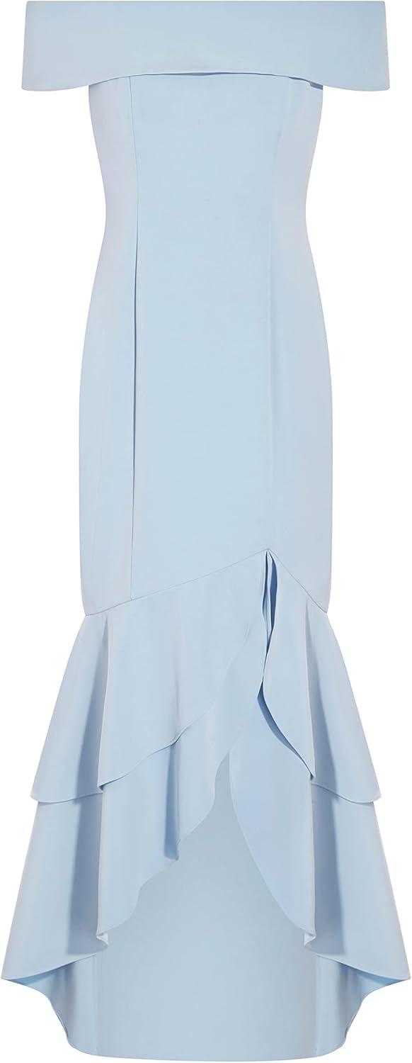 image:imageAdrianna Papell Womens Crepe Ruffle GownElegant Sky