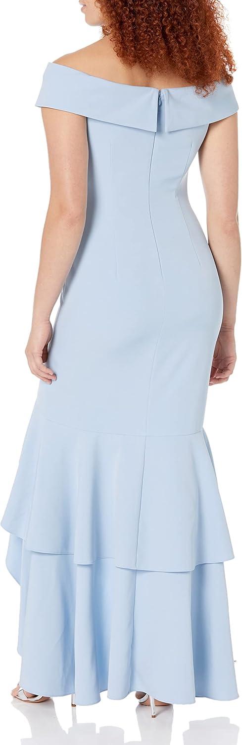 image:imageAdrianna Papell Womens Crepe Ruffle GownElegant Sky