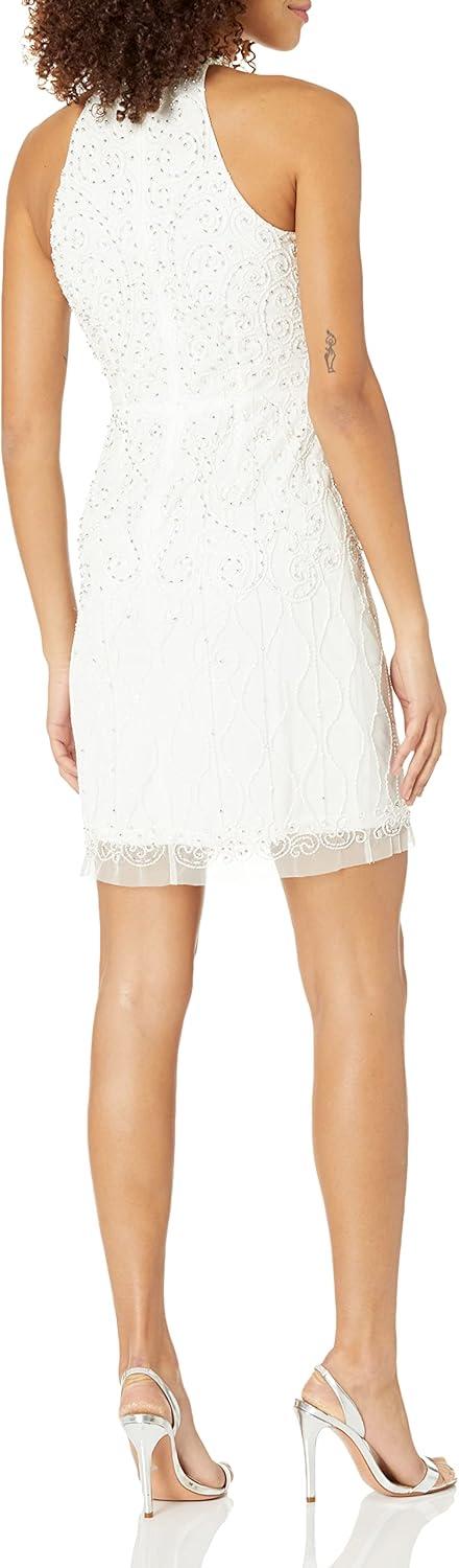 image:imageAdrianna Papell Womens Halter Beaded DressIvory