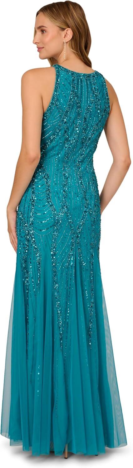 image:imageAdrianna Papell Womens Halter Beaded DressTeal