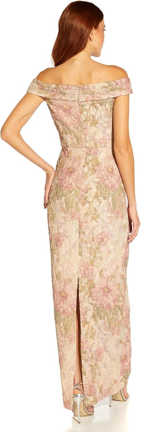 image:imageAdrianna Papell Womens Off Shoulder Metallic GownRose Multi