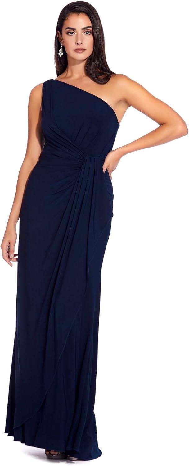 image:imageAdrianna Papell Womens One Shoulder Jersey Dress Red Wine 8Midnight