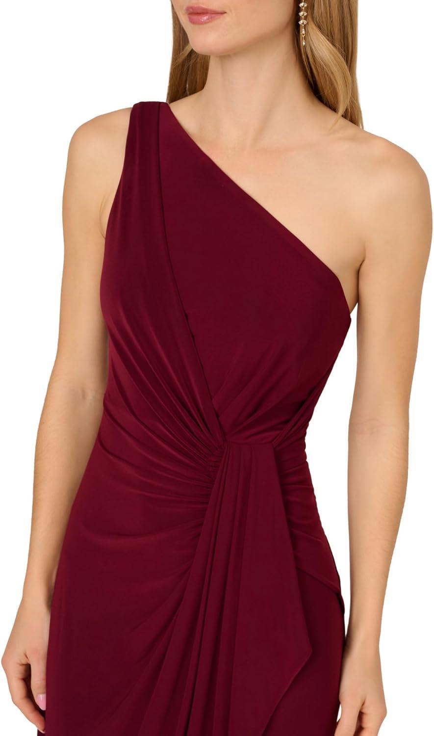 image:imageAdrianna Papell Womens One Shoulder Jersey Dress Red Wine 8Red Wine