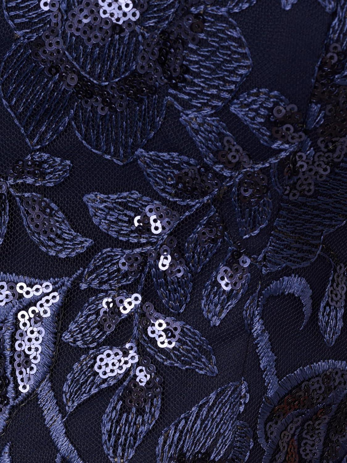 image:imageAdrianna Papell Womens Sequin Taffeta GownNavy