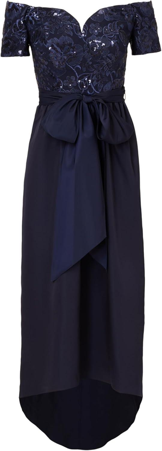 image:imageAdrianna Papell Womens Sequin Taffeta GownNavy