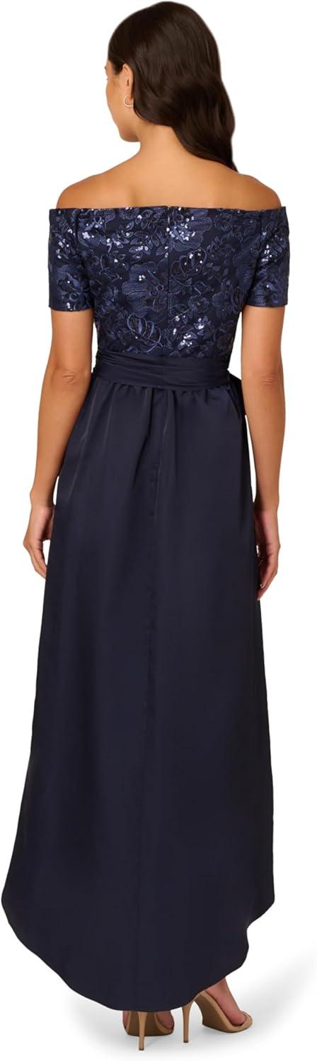 image:imageAdrianna Papell Womens Sequin Taffeta GownNavy