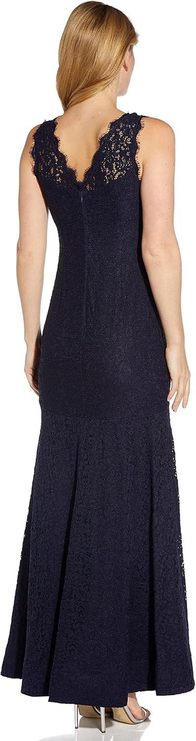 image:imageAdrianna Papell Womens Sleeveless Lace Trumpet GownNavy