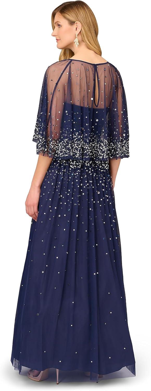 image:imageWomens Beaded Strapless GownNavy