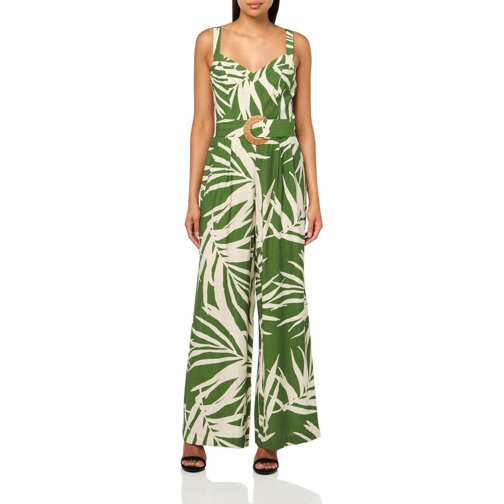 image:imageADRIANNA PAPELL PRINTED JUMPSUITGreenIvory