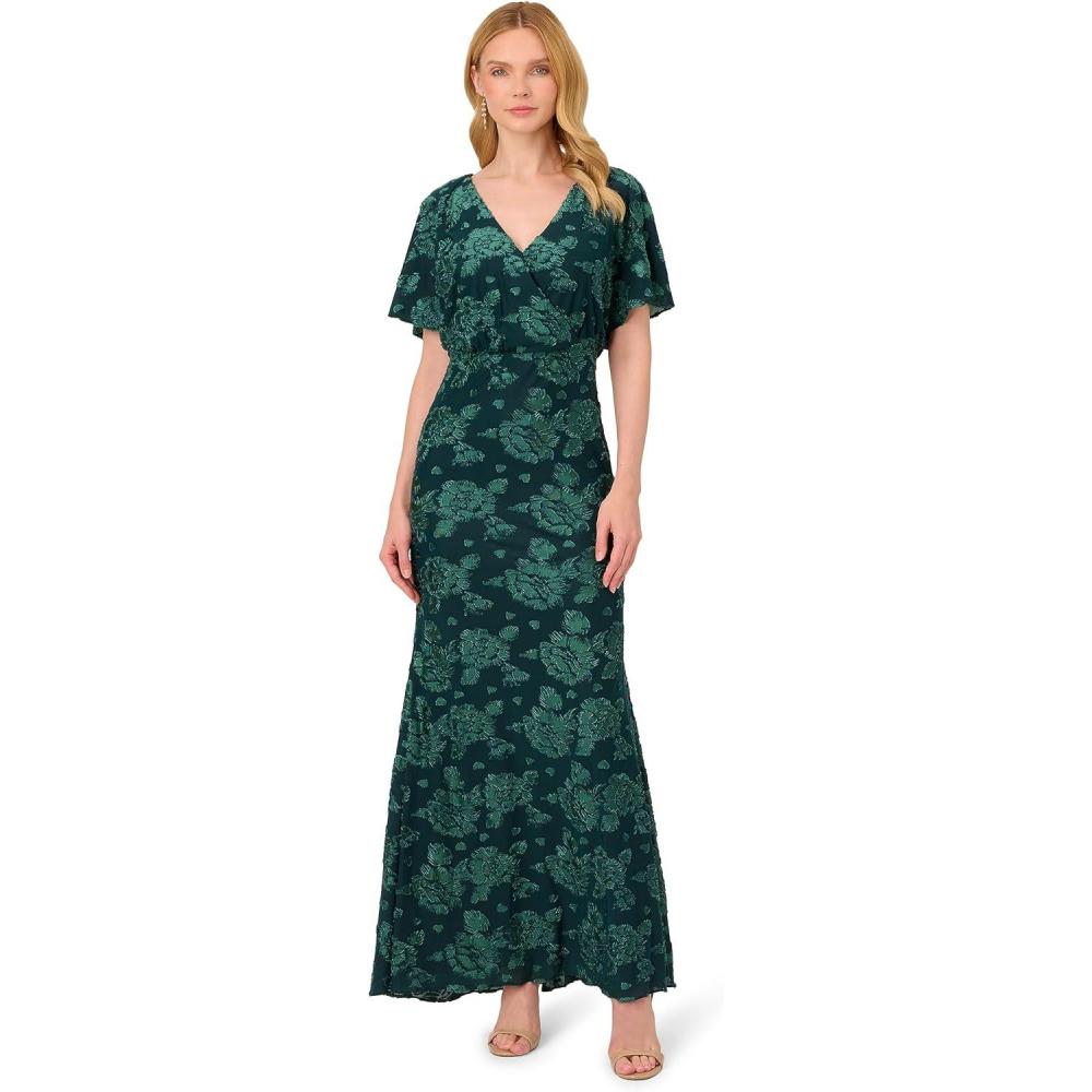 image:imageAdrianna Papell Womens Burnout Velvet GownHunter