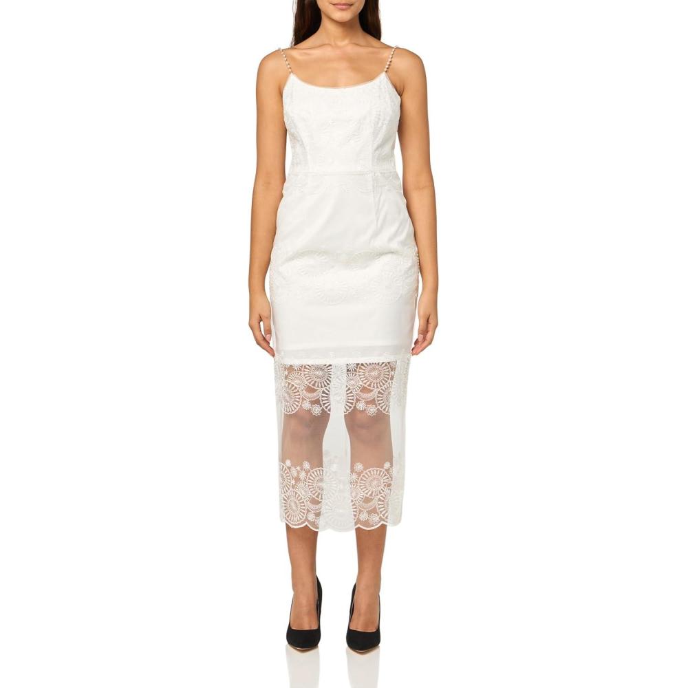 image:imageAdrianna Papell Womens Sequin Embroidery Ankle DressIvory