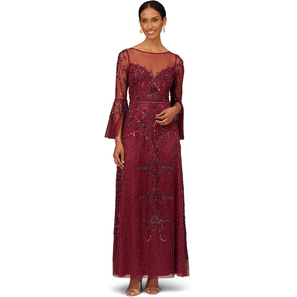 image:imageWomens Beaded Bell Cleeves GownMahogany