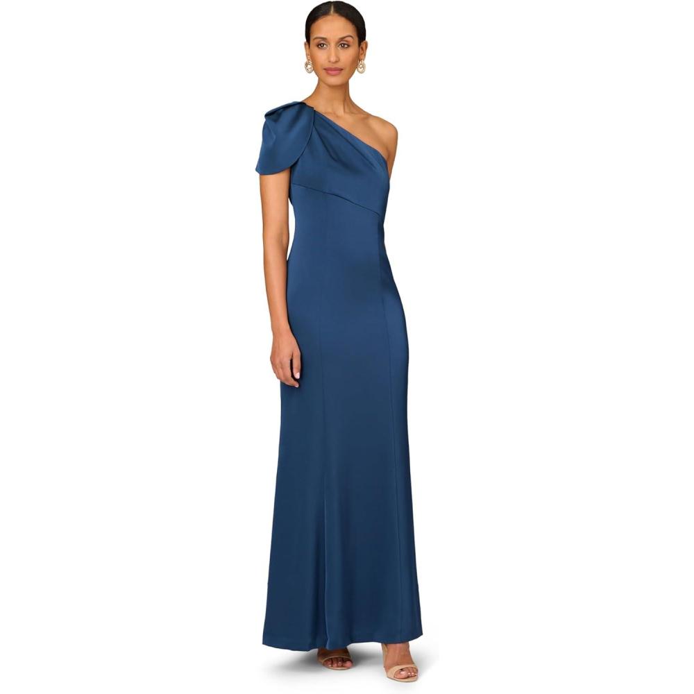 image:imageWomens Fully Beaded One Shoulder GownRoyal Sapphire
