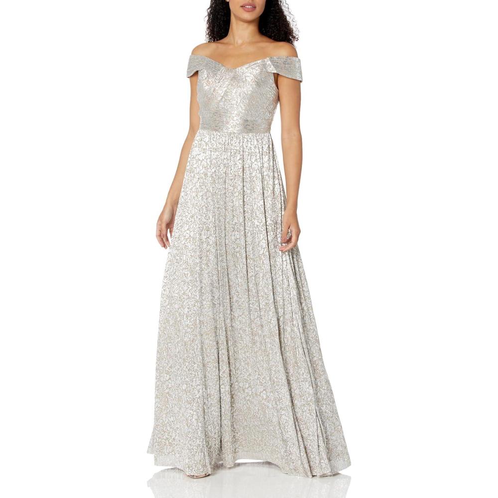 image:imageWomens Off The Shoulder GownSilverGold
