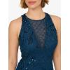 Adrianna Papell Womens Bead Halter Long Dress(Deep Blue)