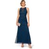 Adrianna Papell Womens Bead Halter Long Dress(Deep Blue)