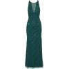 Adrianna Papell Womens Bead Halter Long Dress(Gem Green)