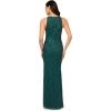 Adrianna Papell Womens Bead Halter Long Dress(Gem Green)