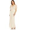 Adrianna Papell Womens Bead Surplice Blouson Gown(Soft Silk)