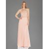 Adrianna Papell Womens Beaded Blouson Gown with Spaghetti Straps(Blush)