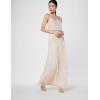 Adrianna Papell Womens Beaded Blouson Gown with Spaghetti Straps(Flaxen)