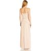 Adrianna Papell Womens Beaded Blouson Gown with Spaghetti Straps(Flaxen)