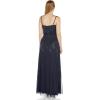Adrianna Papell Womens Beaded Blouson Gown with Spaghetti Straps(Navy)