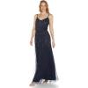 Adrianna Papell Womens Beaded Blouson Gown with Spaghetti Straps(Navy)
