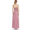 Adrianna Papell Womens Beaded Blouson Gown with Spaghetti Straps(Rose/Mercury)