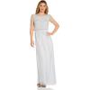 Adrianna Papell Womens Beaded Blouson Gown with Spaghetti Straps(Serenity)