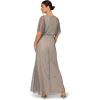 Adrianna Papell Womens Beaded Blouson Gown(Pewter/Silver)